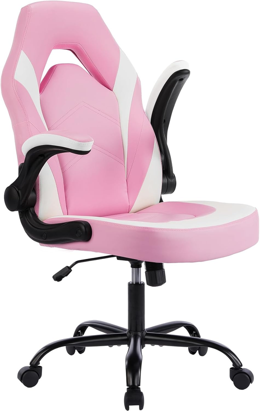 Pink Ergonomic Gaming Chair with Adjustable Height & Flip-Up Armrests9