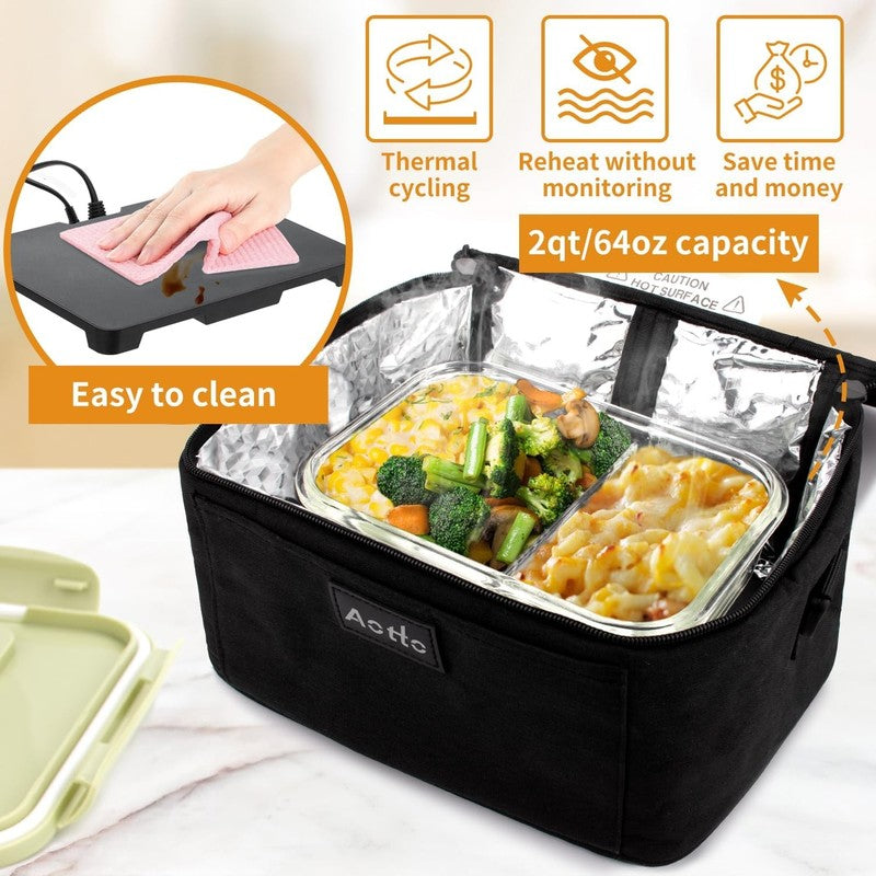 Portable Oven, Electric Lunch Box Food Heater - 12V/24V/110V 3-In-1 Car Food War4