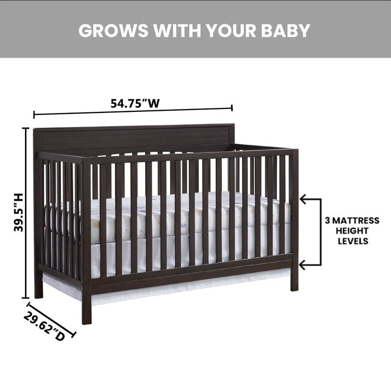 Harper 4-in-1 Convertible Crib Espresso Brown GREENGUARD Gold Wooden3