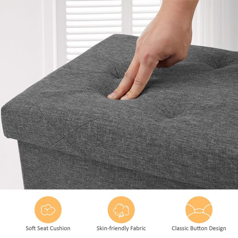 43" Storage Ottoman Bench - Foldable Ottoman Upholstered Entryway Bench, 660Lbs 3