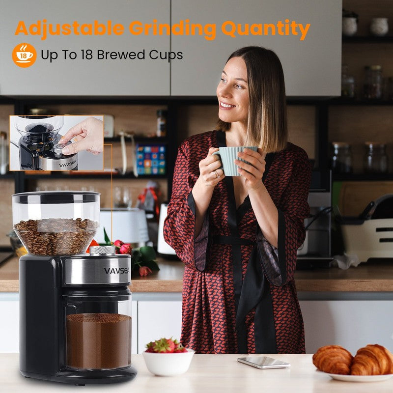 Burr Coffee Grinder Electric w/ 18 Grind Settings 3 18 Cup for All Brew Types2