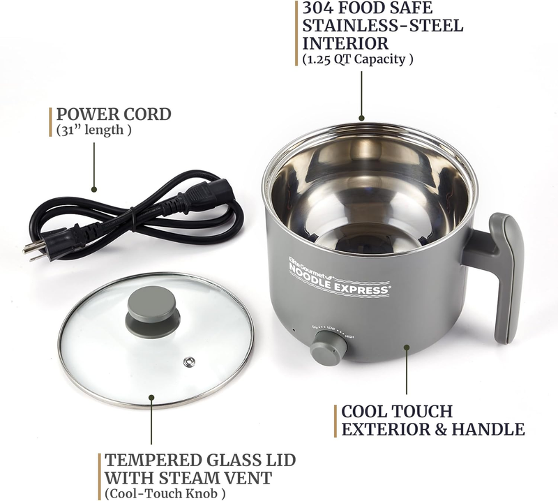 NOODLE EXPRESS Hot Pot Electric Cooker Stainless Steel Ramen Soup Stew3
