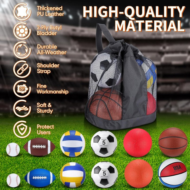 12 Pcs Assorted Sport Ball Set for Youth Adult Official Size Basketball Football2