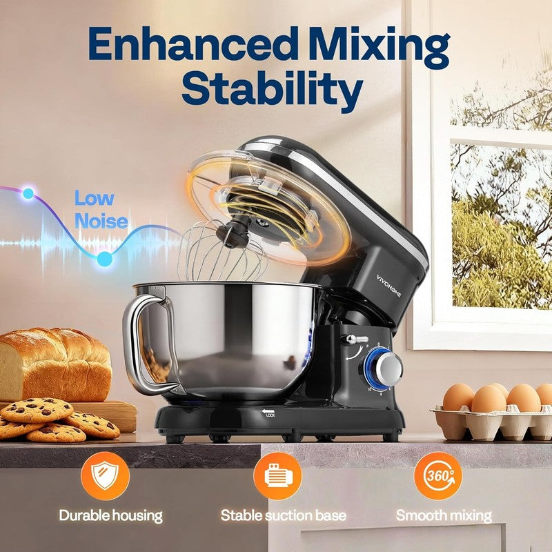 660W Stand Mixer 6QT 10-Speed Tilt-Head w/ Dough Hook Whisk Beater2