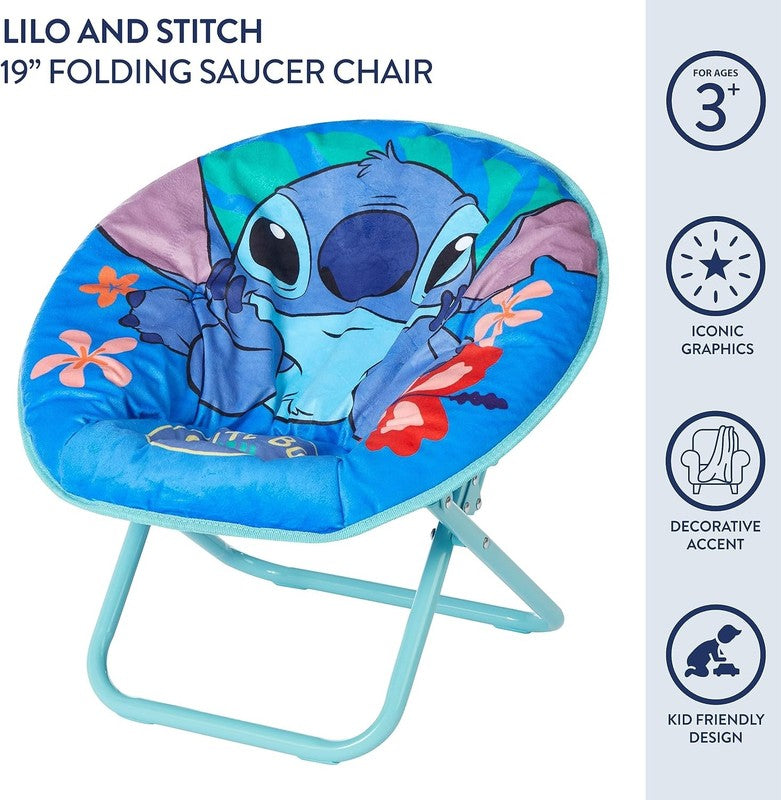 Stitch 19” Folding Toddler Saucer Chair w/ Cushion Kids 3+3