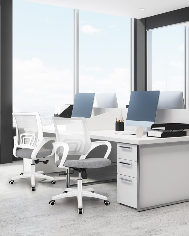 Mesh Office Desk Chair Ergonomic Mid Back Lumbar Support Swivel Grey1