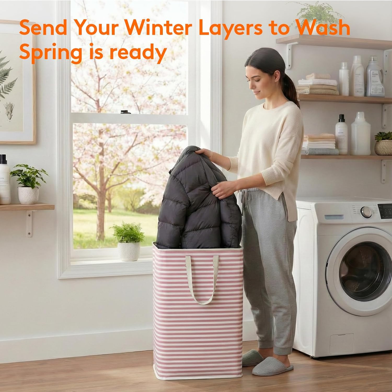 2 Pack 80L Laundry Basket Collapsible Clothes Waterproof Freestanding Reinforced1
