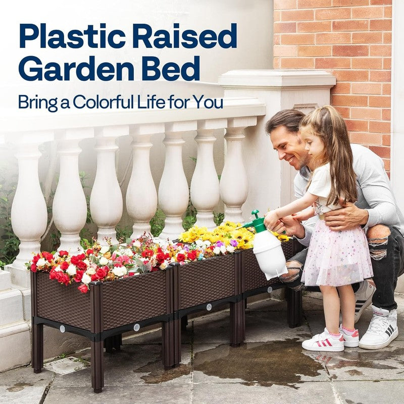 4 Pack Elevated Garden Bed Planter Kit with Drainage for Patio & Deck1