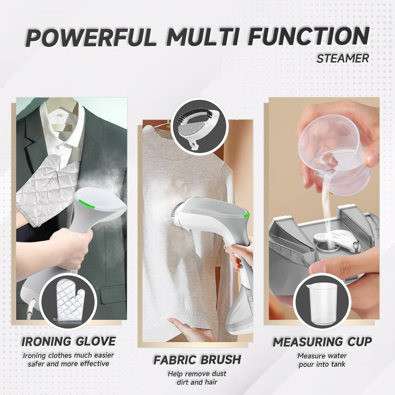 1300W Handheld Clothes Steamer, 260ML Tank, Portable Travel Steamer   White3