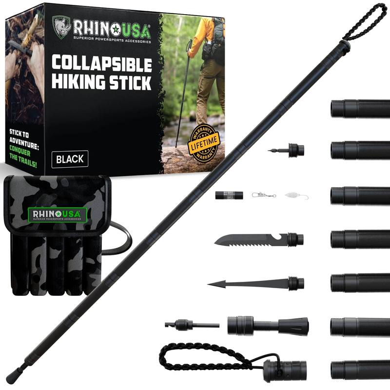 Hiking Stick with Survival Kit Durable Trekking Pole Camping Gear7