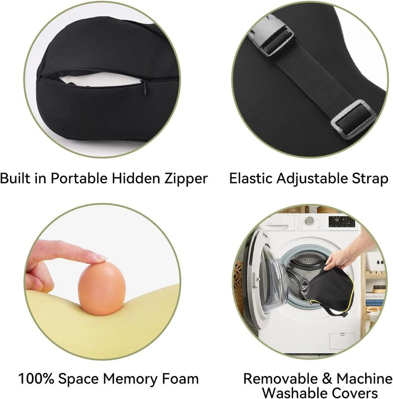 Chic Memory Foam Car Neck Pillow 2 Pack w/ Adjustable Strap2