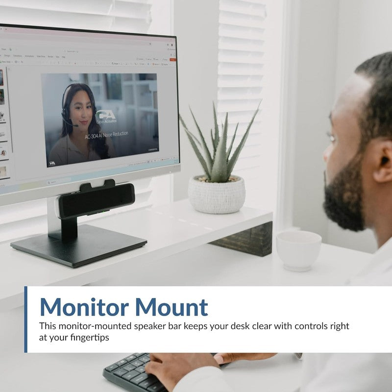USB Stereo Speaker Bar CA 2890 Clamps to Monitor with Convenient Controls1