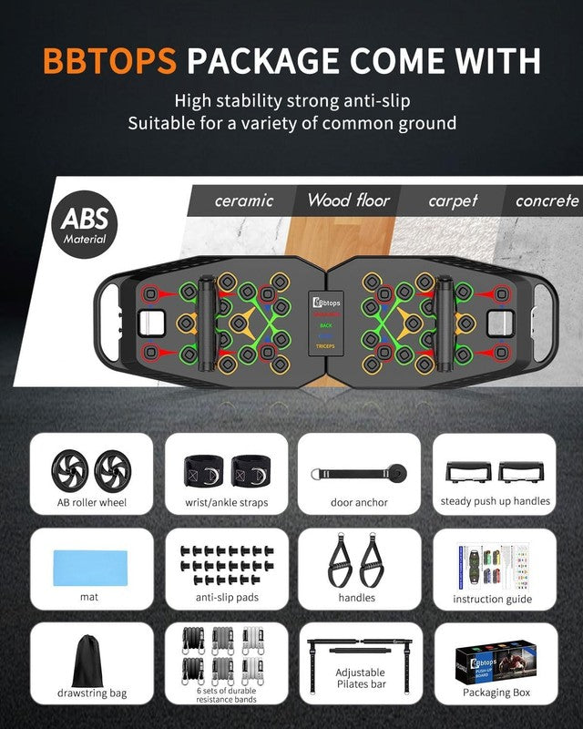 25 in 1 Push Up Board Pilates Bar Foldable Home Gym Strength Training5