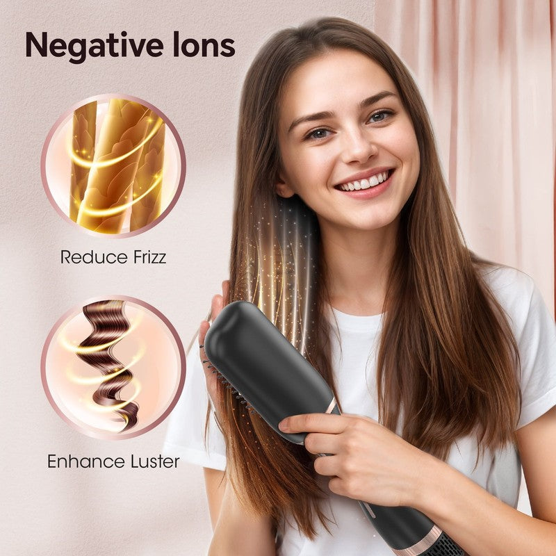 Hair Dryer Brush, Black Blow Dryer Brush, Curly, Dry, Oval Hot Air Brush2