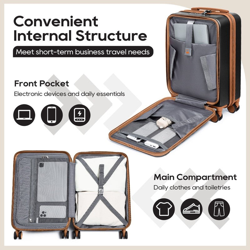3Pc Carry On Luggage Front Opening TSA Lock Spinner Wheels YKK Zipper6