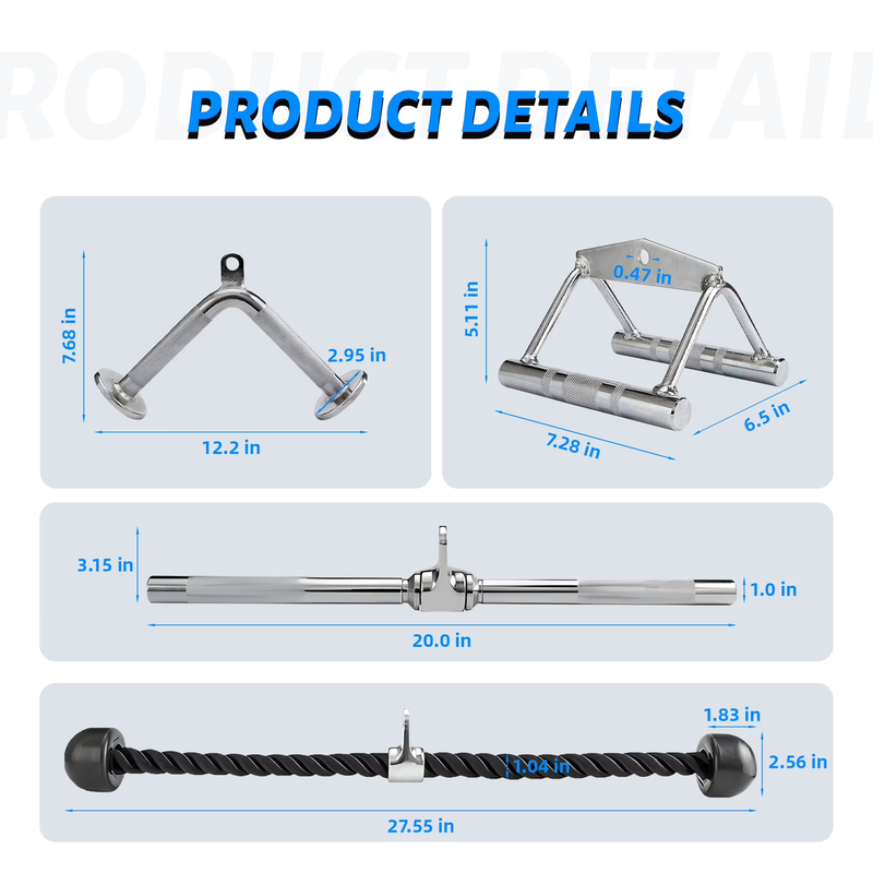 Tricep Cable Attachment Set Lat Pulldown V Handle Rope Gym Accessories2