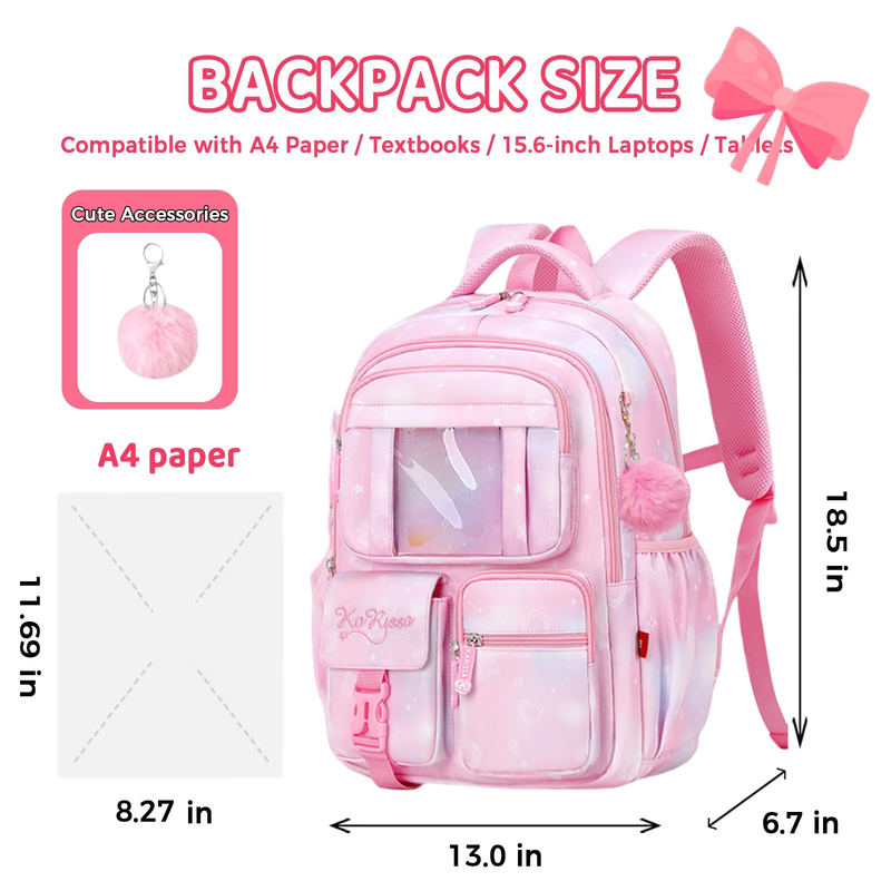 Water Resistant Kawaii Ita Kids Backpack School Bookbag Pink1