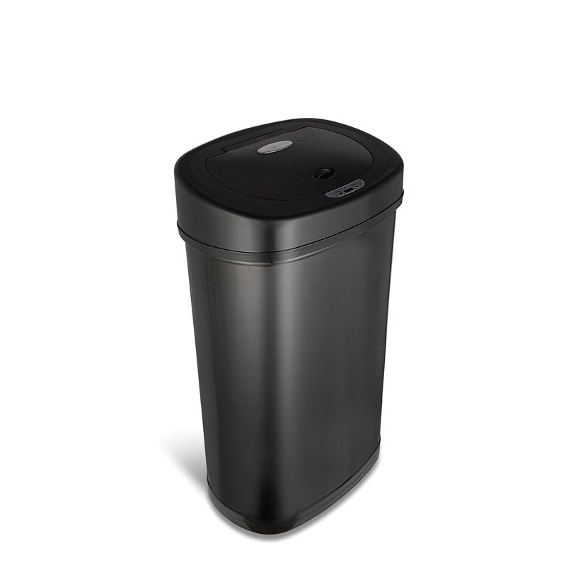 Motion Sensor Oval Trash Can 13.2 Gal Matte Black Stainless Steel10