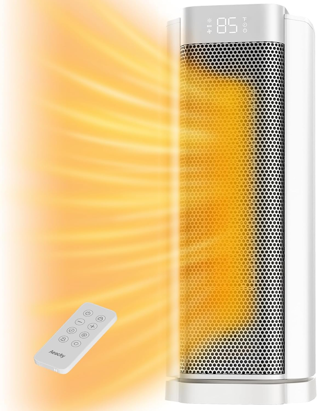1500W AI Space Heater Portable w/ Thermostat Remote 70° Oscillation White9