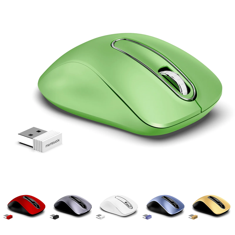 Wireless Mouse 1400 DPI 5 Button Optical USB Nano Receiver for PC Laptop Green11