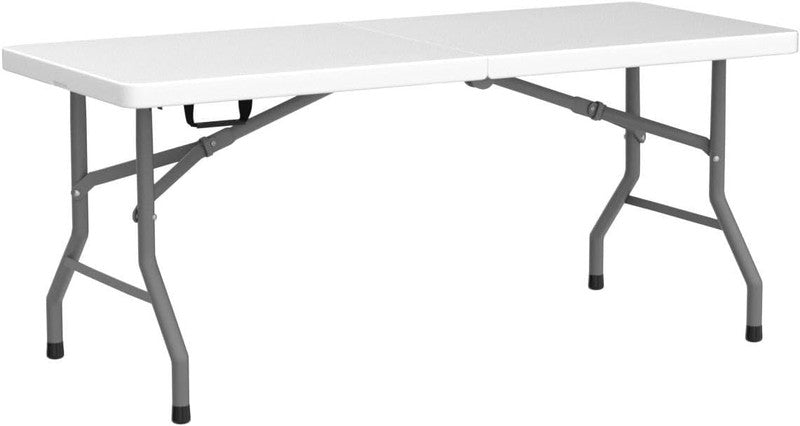 6 FT Folding Half Portable Table White 70x29 Party Backyard Event0