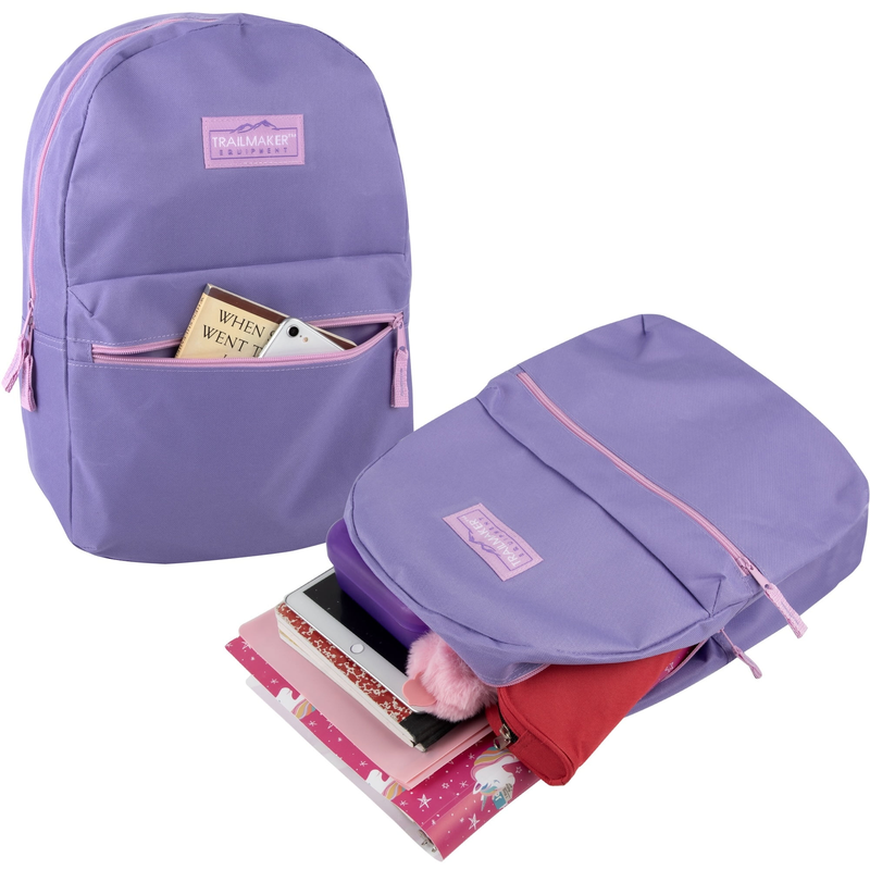 17" Solid Color Backpack Purple Work Office Gym Travel Bag1
