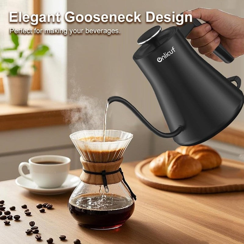 Onlicuf Gooseneck Electric Kettle 0.8L Matte Black Auto Off BPA Free Coffee3