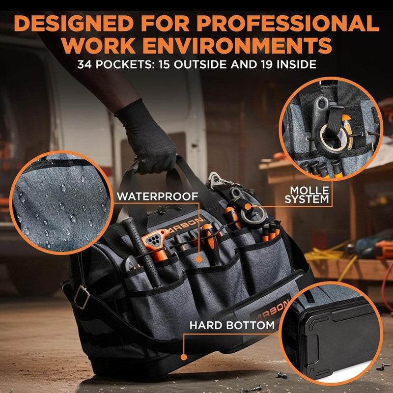 Heavy Duty Tool Bag 34 Pockets Waterproof Organizer for Electricians & Mechanics4