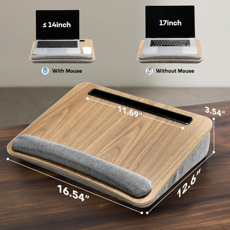 Portable Lap Laptop Desk with Pillow Cushion, Fits up to 15.6 Inch Laptop, with 3
