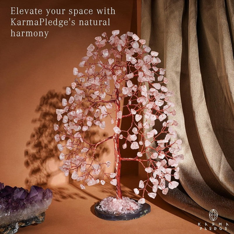 Rose Quartz Chakra Crystal Tree Feng Shui Decor Positive Energy Good Luck Gift3