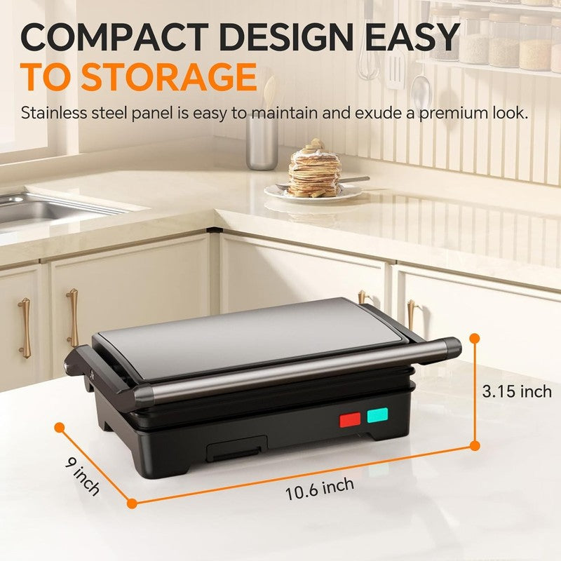 Panini Press Grill 1000W 3-in-1 Sandwich Maker Nonstick Stainless Steel6