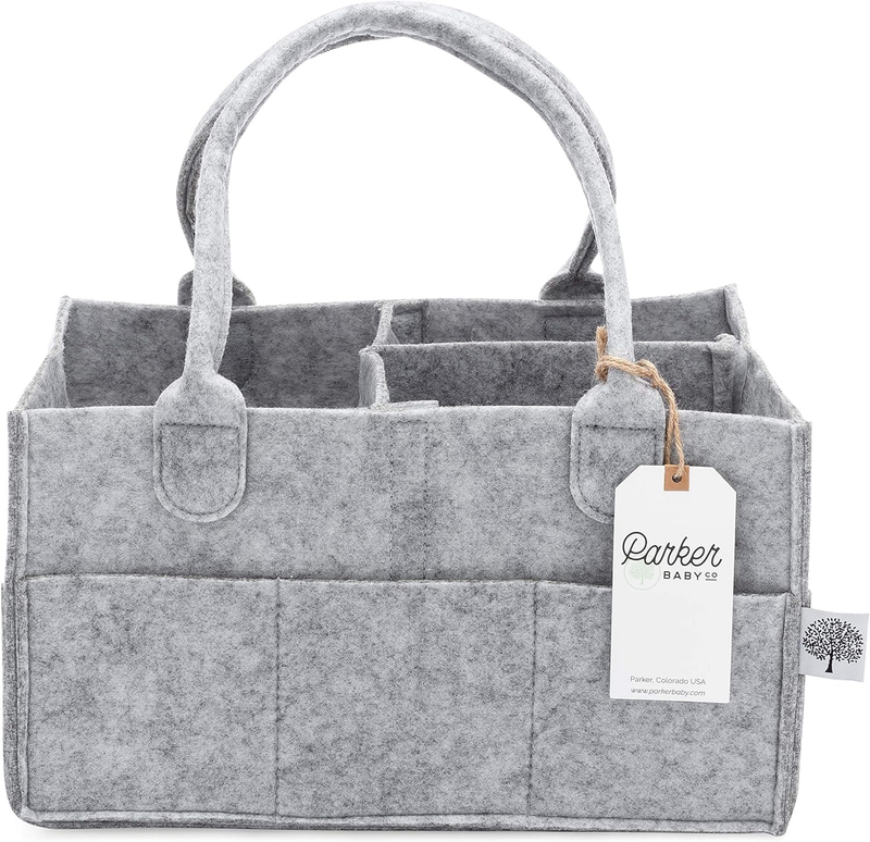 Parker Baby Diaper Caddy Nursery Storage Bin & Car Organizer Gray10