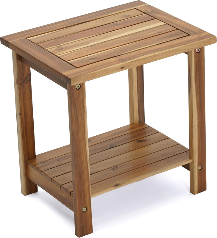 2-Tier Adirondack Side Table – Weather Resistant Wooden End Table, Rectangular R11