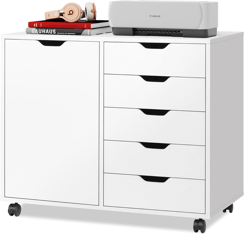Stylish 5-Drawer Wood Dresser Chest & Mobile Storage Cabinet for Home Office9