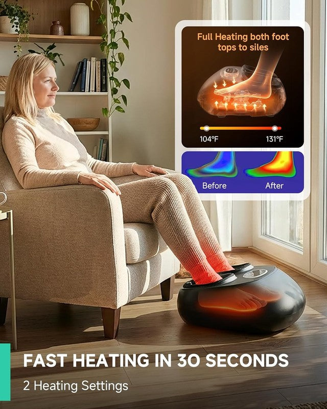 Shiatsu Foot Massager w/ Heat Kneading Compression for Pain Relief Size 132