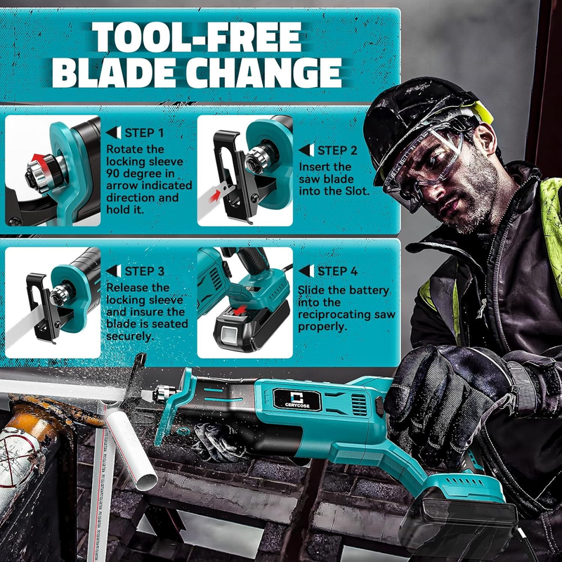 Cordless Reciprocating Saw Compatible with Makita 18V Battery5