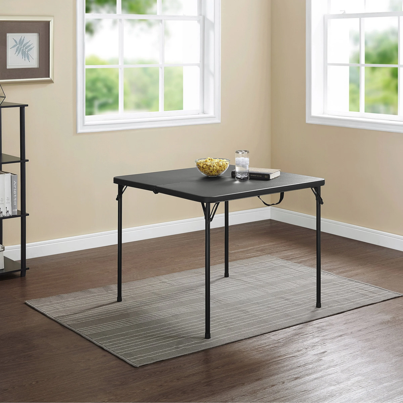 34" Square Resin Fold-In-Half Table, Rich Black4