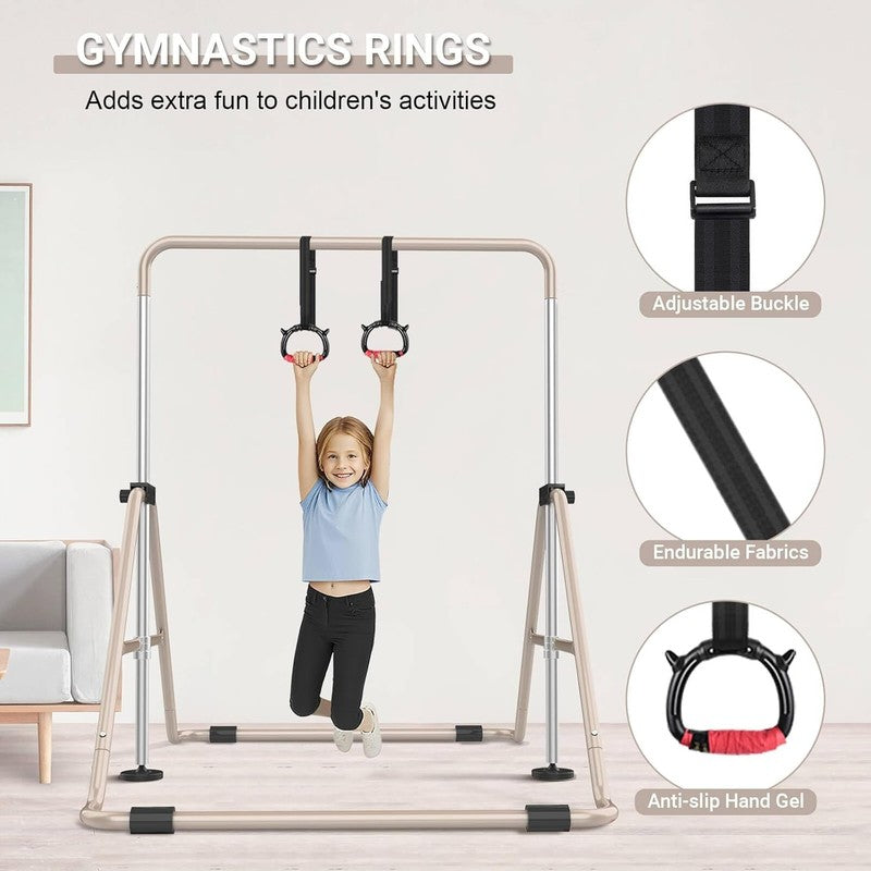 Foldable Kids Gymnastics Bar 5 Height Adjustable Indoor/Outdoor 140lb Limit4