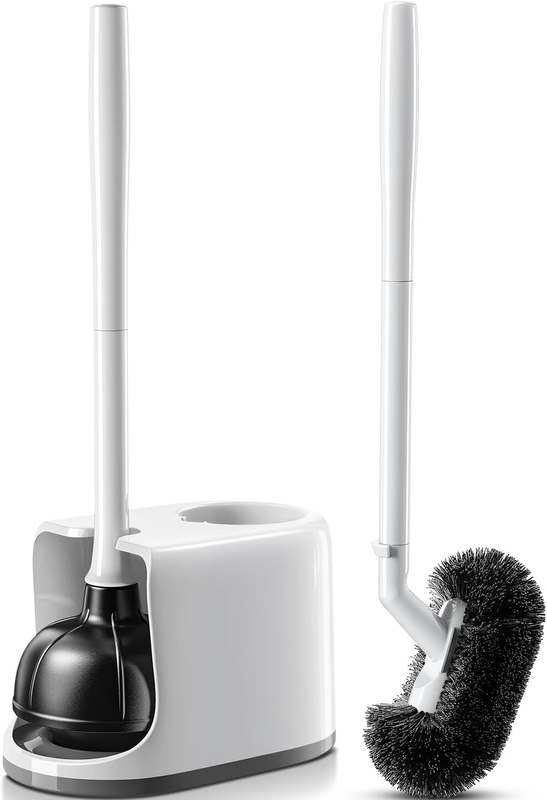Toilet Plunger & Bowl Brush Combo Heavy Duty Rubber Deep Clean White8