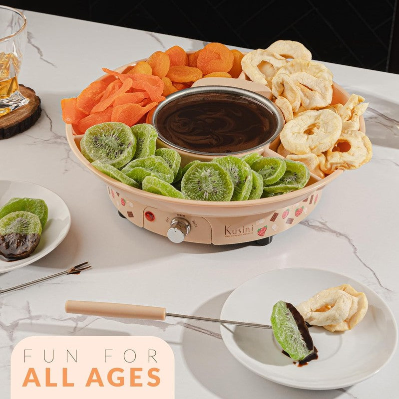 Electric Fondue Pot Set, 10oz, Temp Control, 4 Forks, Tray, Gift Idea4