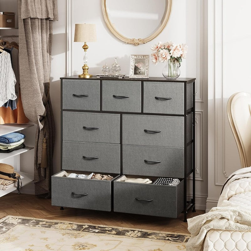9 Drawer Dresser, Fabric Storage Tower for Bedroom, Hallway, Entryway, Closet, T7