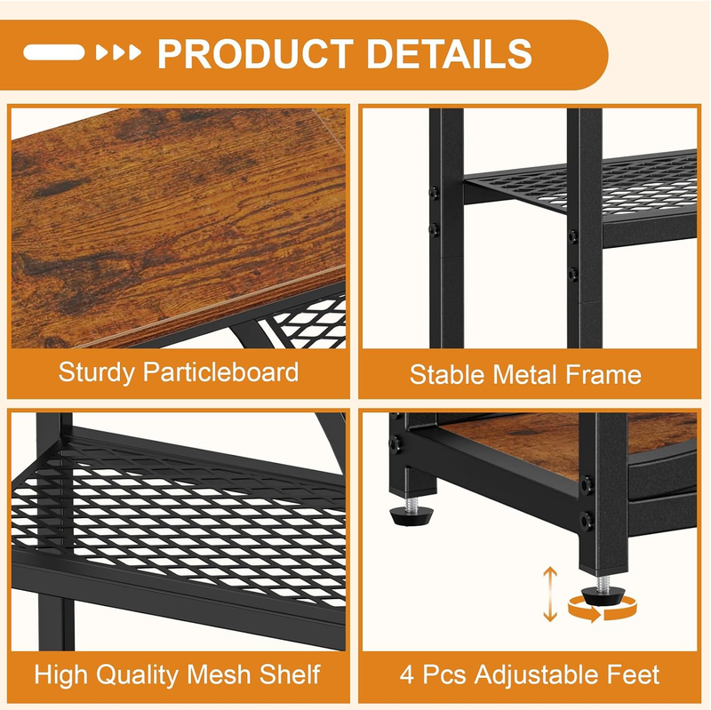 Industrial Entryway Table Narrow Console Sofa Table 5 Tier Storage Shelves6