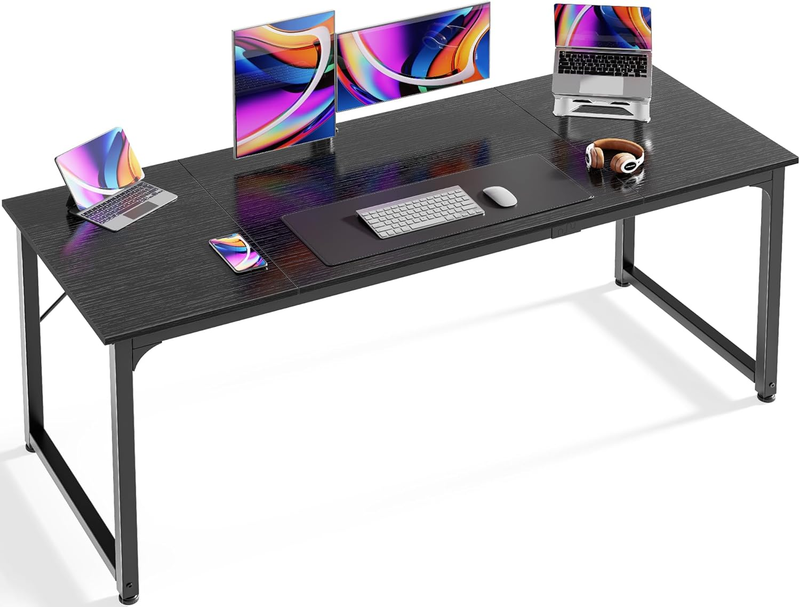 63'' Modern Office Desk Gaming Writing Desk w/ Storage Metal Frame Black0