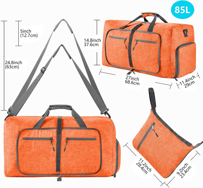 65L 85L 115L Foldable Travel Duffle Bag Water Resistant Weekender Shoe Pocket1
