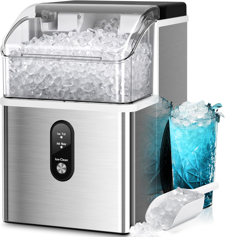 Portable Nugget Ice Maker Countertop, 33 Lbs/Day Pebble Ice Machine with Self-Cl11