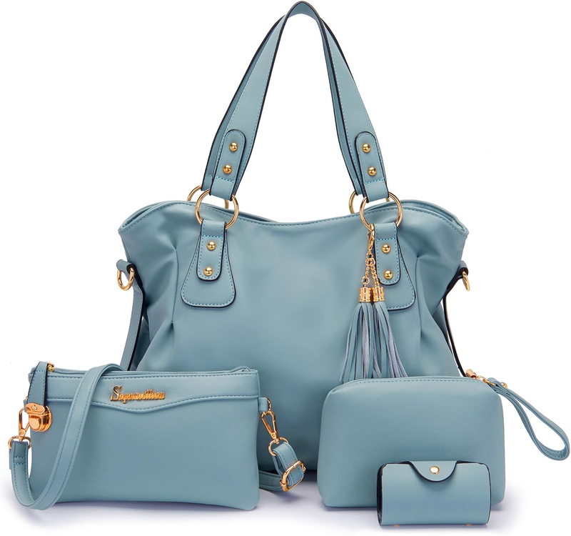 4Pc Women’s Handbag Set Shoulder Top Handle Satchel Hobo Tote Purse7