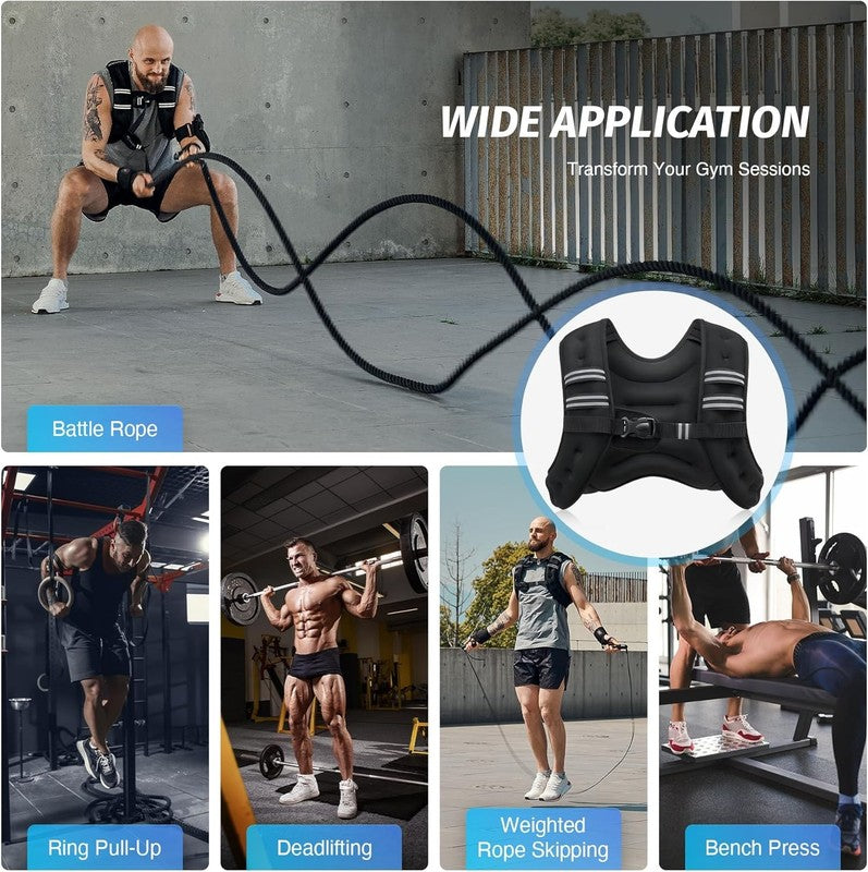 Weighted Vest, 6Lb/8Lb/12Lb/16Lb/20Lb/25Lb/30Lb Weight Vest with Reflective Stri5