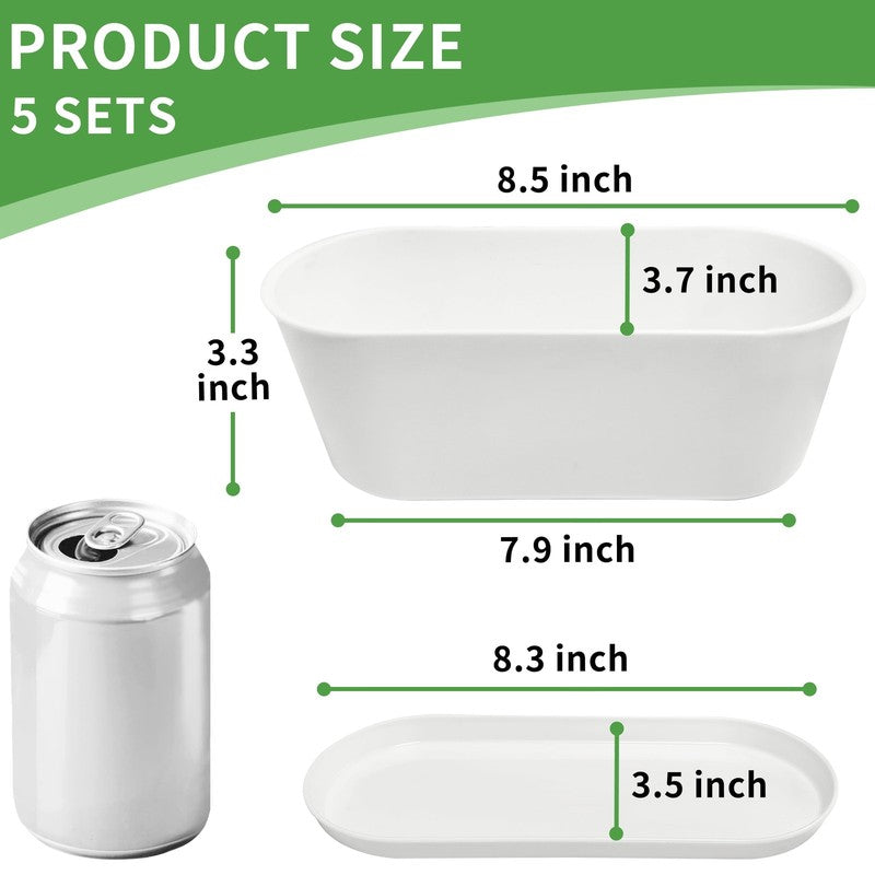 5-Pack Window Herb Planter Boxes w/ Drainage & Trays – Indoor Garden Pots6