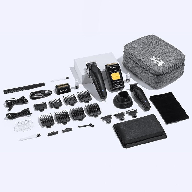 Professional Hair Clipper Trimmer Set Cordless Barber Kit Foil Shaver5