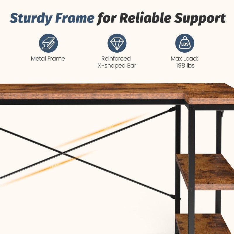 L Shaped Computer Desk, 47 Inch Corner Desk Gaming Table Writing Study Workstati6
